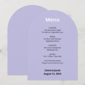 Licht Paarse moderne bruiloft menu Kaart (Voorkant / Achterkant)