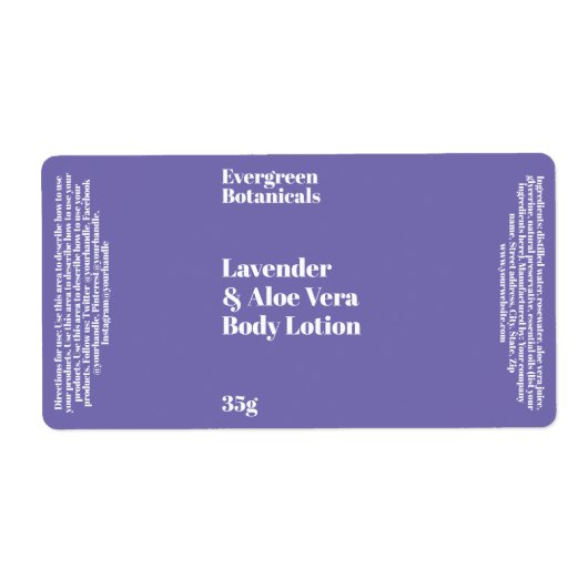 Licht Paarse moderne cosmetica flesetiket Etiket (Voorkant)