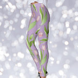 Licht Paarse moderne roze tulp print Leggings<br><div class="desc">Het productontwerp heeft een patroon van roze tulpenbloemen. Deze botanische illustratie maakt moderne chique en bijzondere leggings met uw keuze van achtergrondkleur.</div>