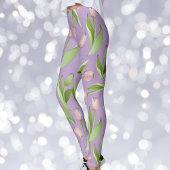 Licht Paarse moderne roze tulp print Leggings