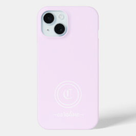 Licht Paarse Monogram & Naam Telefoon Ca iPhone 15 Case