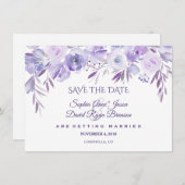 Licht Paarse mosterdblauw Floral bespaart de datum Save The Date (Voorkant / Achterkant)