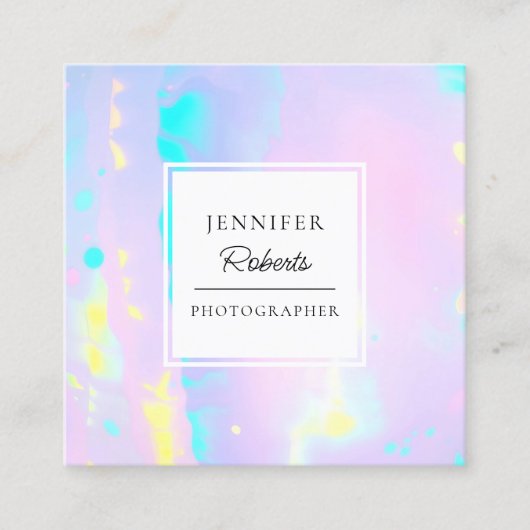 Licht-Paarse opaal holografisch Vierkante Visitekaartje (Voorkant)