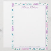 Licht Paarse Rozen Patroon Briefhoofd Sjabloon (Voorkant / Achterkant)