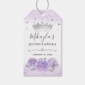 Licht Paarse Rozen Zilveren Kroon Dank u Favor Cadeaulabel (Voorkant)