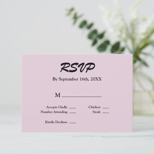 Licht Paarse RSVP-kaart RSVP Kaartje (Staand voorkant)