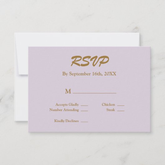 Licht Paarse RSVP-kaart RSVP Kaartje (Voorkant)