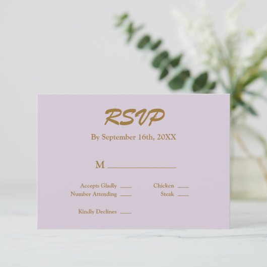 Licht Paarse RSVP-kaart RSVP Kaartje (Staand voorkant)
