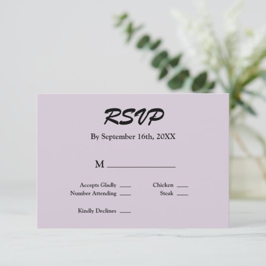 Licht Paarse RSVP-kaart RSVP Kaartje (Staand voorkant)