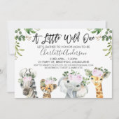 Licht Paarse Safari Dieren Baby shower Uitnodiging (Voorkant)