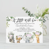 Licht Paarse Safari Dieren Baby shower Uitnodiging (Staand voorkant)