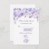 Licht Paarse Stusty Blue Floral Wedding RSVP (Voorkant / Achterkant)