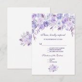 Licht Paarse Stusty Blue Floral Wedding RSVP Kaartje (Voorkant / Achterkant)