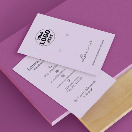 Licht Paarse Voeg uw Logo oorbel display Visitekaartje