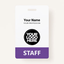 Licht Paarse Werknemersnaam Bedrijf Logo Personeel Badge