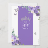 Licht Paarse Zilveren Vlinder Prinses Quinceanera Kaart (Achterkant)
