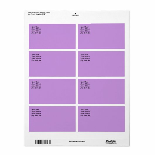 Licht pakket lavender Verzendlabel (Full Sheet)