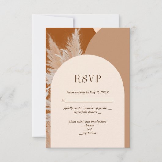 Licht Pampass gras en Arches Wedding RSVP Kaart (Voorkant)
