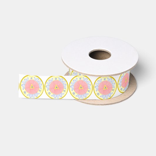 Licht Passion Flowers Medallion-lint Satijnen Lint (Spoel)