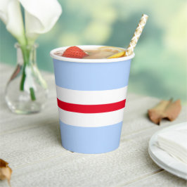 Licht Pastel Blauw Helder Rood Wit Racing Stripes Papieren Bekers