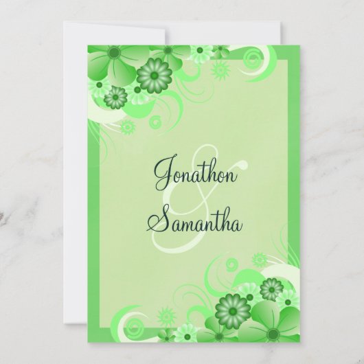 Licht Pastel Groen Bloemen 5x7 Bruiloft Uitnodigin Kaart (Achterkant)