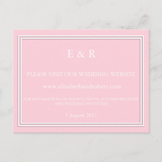 Licht pastel roze bruiloft uitnodiging set briefkaart (Voorkant)