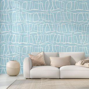 Licht Pastelblauw Modern Rond Vierkant Kunstpatroo Behang