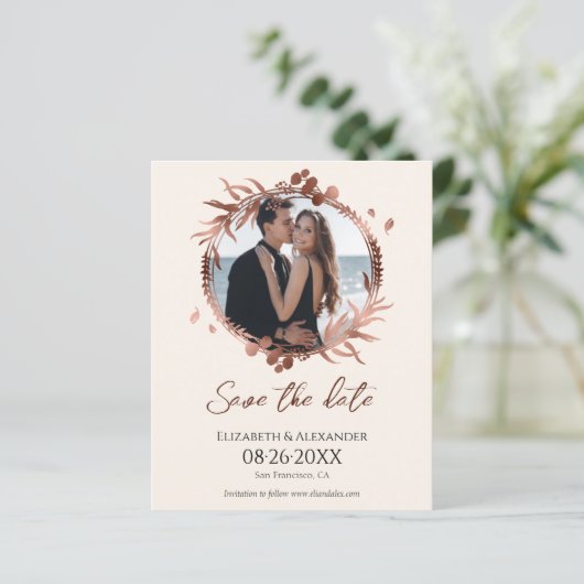 licht perzik krans foto bewaar de datum (Staand voorkant)