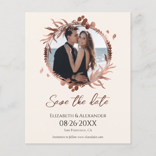 licht perzik krans foto bewaar de datum (Voorkant)