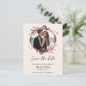 licht perzik krans foto bewaar de datum briefkaart (Staand voorkant)