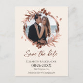 licht perzik krans foto bewaar de datum briefkaart (Voorkant)