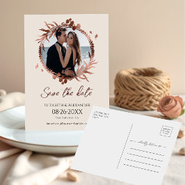 licht perzik krans foto bewaar de datum briefkaart