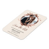 licht perzik krans foto bewaar de datum magneet (Linkerzijde)