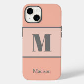 Licht perzik Monogram Naam Case-Mate iPhone Case (Achterkant)