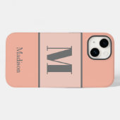 Licht perzik Monogram Naam Case-Mate iPhone Case (Achterkant (horizontaal))