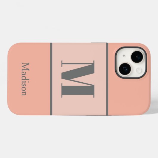 Licht perzik Monogram Naam Case-Mate iPhone Case (Achterkant (horizontaal))
