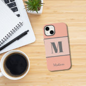 Licht perzik Monogram Naam Case-Mate iPhone Case