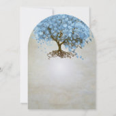 Licht Poeder Blauw Hart Blad Boom Huwelijk Kaart (Achterkant)