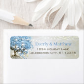 Licht poeder blauw hart blauw bladerblad retouradr etiket (Insitu)