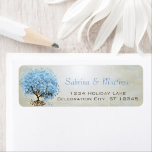 Licht Poederblauw Hartblad Boom Retouradres Etiket