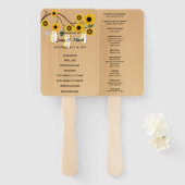 Licht roestvrij geel vezel Mason Jars Weddenschap Handwaaier (Voorkant en achterkant)