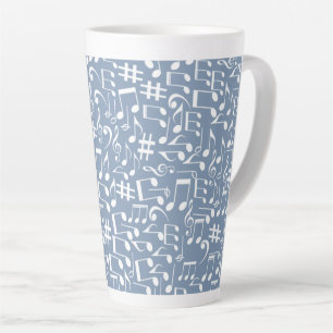 Licht Rokerig Blauw met Dansende Muzieknoten Latte Mok