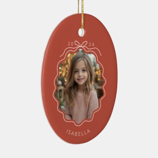 Licht Rood Blush Roze Foto Eenvoudige Bow Ornament (Rechts)