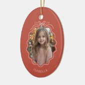 Licht Rood Blush Roze Foto Eenvoudige Bow Ornament (Links)