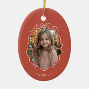 Licht Rood Blush Roze Foto Eenvoudige Bow Ornament