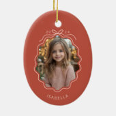 Licht Rood Blush Roze Foto Eenvoudige Bow Ornament (Achterkant)