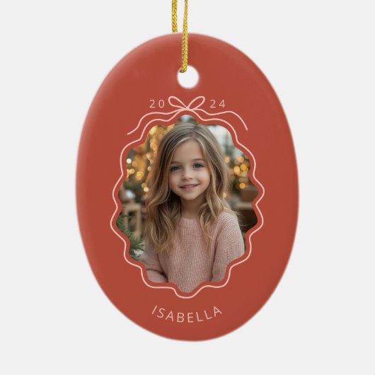 Licht Rood Blush Roze Foto Eenvoudige Bow Ornament (Achterkant)