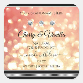 Licht rood en goudglitter Product Labels diamanten