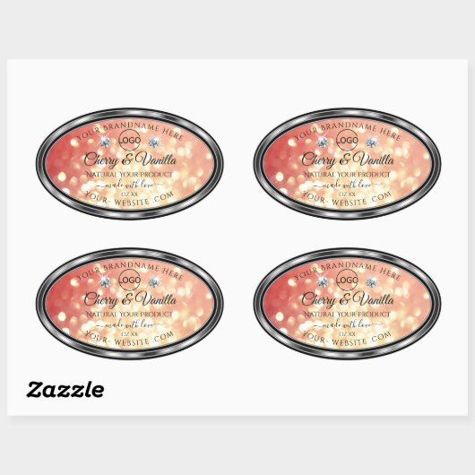 Licht rood Glitter Product Label Diamonds Logo (Vel)