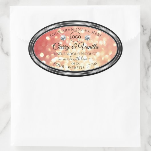 Licht rood Glitter Product Label Diamonds Logo (Tas)